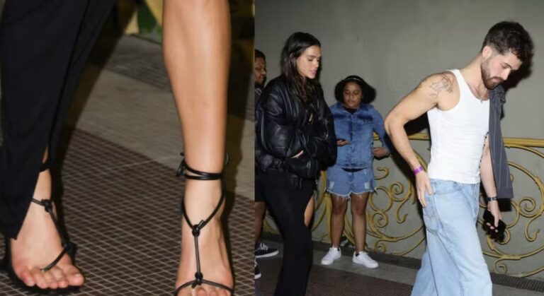 Com sandália arrebentada, Bruna Marquezine deixa festa com João Guilherme